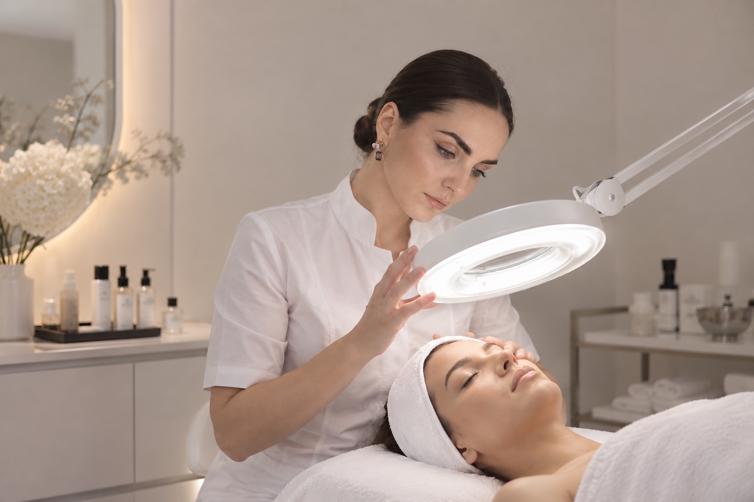 A facial treatment in the studio